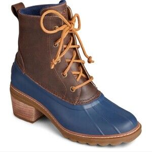 Sperry Women's Saltwater Heel Leather Duck Boot Brown Size 6